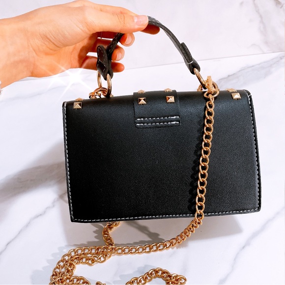 BLACK Luxury Rivet Decoration Jelly Candy Handbags Crossbody - Picture 6 of 10